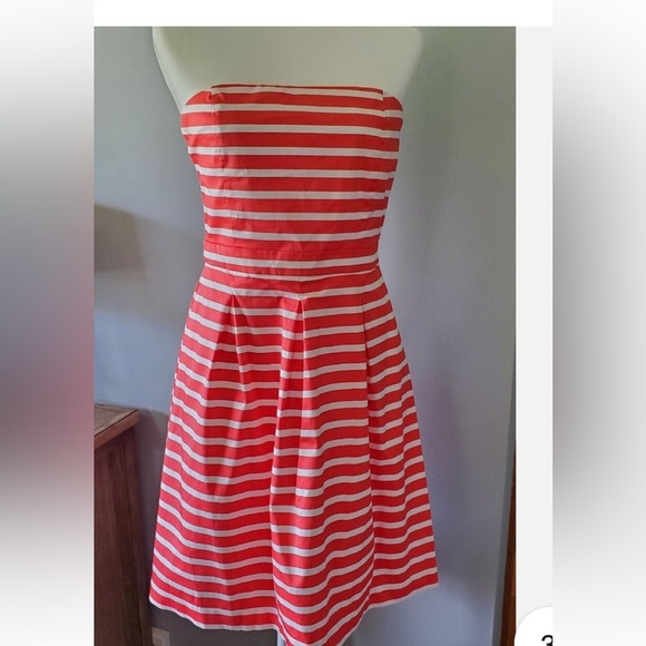 GAP Vibrant Orange & White Striped Fit & Flare Halter Mini Dress Size 14 - Picture 1 of 8
